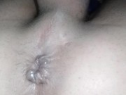 Winking asshole pushes cum out after fuck outside