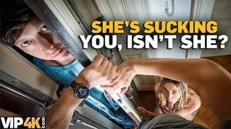 Victoria Benz blows a stranger while her cuckold boyfriend watches