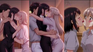 College girls cum on each other in wild threesome