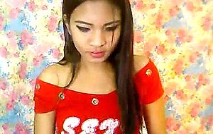 Cute asian ladyboy jerking