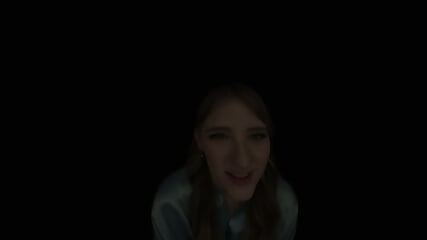 White blonde girl likes to wear pajamas at night VR
