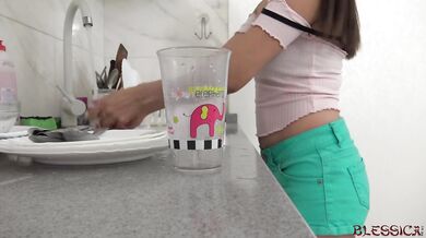 Asian Slut Washes More Than Dishes