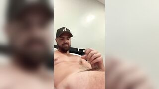 Ginormous beefstick ejaculates on six pack