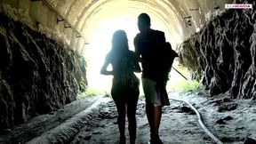 Hot girl gets a hard fuck in different positions outdoors