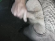 Crossdresser under bridge blows a load of cum