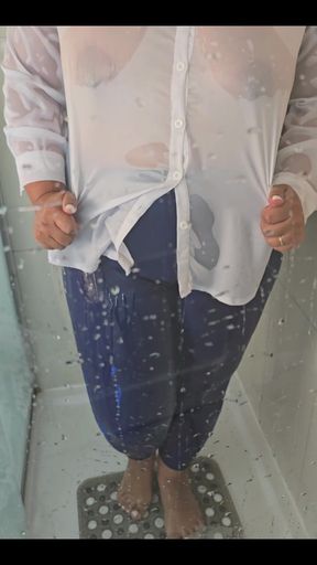 White Satin Blouse Shower