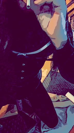 Smoking w Bright Red Lips. Edging in SheerBlackSilk and Cumming in all Directions 🔥