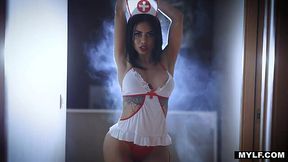 Colombian adult actress in nurse uniform Canela Skin gets laid