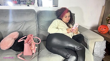 Gassy Chubby Stepmom Farts Couch Home After Dinner Party
