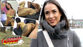 Tattooed German Scout Lydia Maus takes a rough fucking with saggy tits