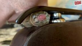 guy moaning and fucking fleshlight until shaking orgasm with huge cumshot