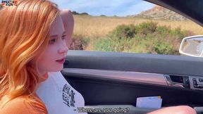 Girl sucking dick stranger in car and doggy fuck on a rest