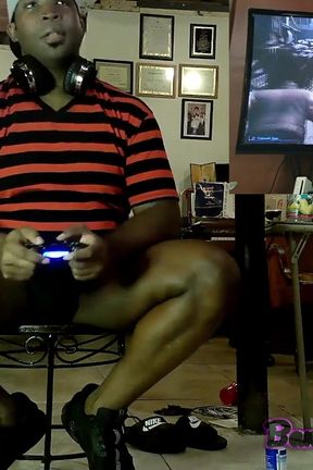 Gaming Jock Playing Final Fantasy Vii Remake and Riding Dildo