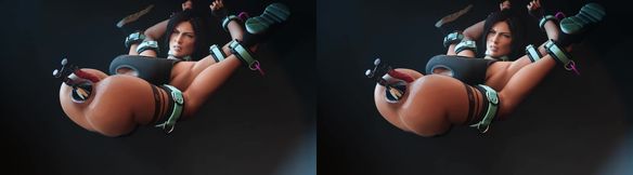 Lara Croft Tied Down with Pear of Anguish Inside her Ass