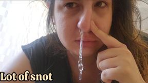 Bubbling Mucus Nose Tease: Waking Up to Sticky, Foamy Snot in My Hand – Close-Up Bubble Play