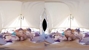 Untamed desert camping session with fiery foursome