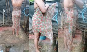 Outdoor Bathing Adventure with Ashawindy: A Solo Lesbian Experience - නානකොට කෙල්ල සැප කද කෝමද Out door bathing solo lesbian Asian girl