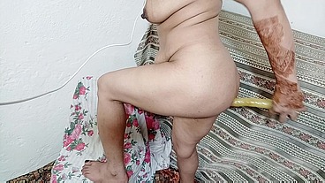 Using Big Dildo to make my asshole bigger, Desi indian wife Anal Fuck with Dildo