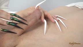 Black and White XXL Nails Handjob Tease