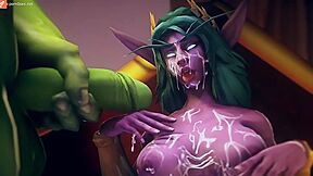 Warcraft Porn! A Huge Orc Cock Fills A Busty Elf With Sperm