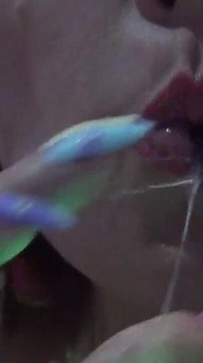 Amazing!! He Has Swallowed a Very Long Cord with Large Bright Green Lights in the Shape of Spiders.