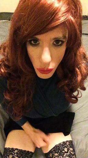 Busty redhead sissy secretary