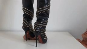 Lady Latisha - CBT Trample Board - Cesare Paciotti Stiletto Boots - UHD (side view)