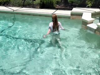 She teased me in the pool in advance of the neighbors ruined a bj