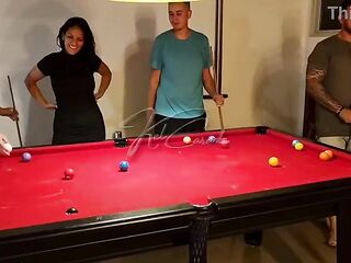 The beauties wanted to learn how to play pool, and we taught 'em how to hold the cue stick.