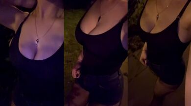 POV Milf with Big Natural Tits and Big Ass in Pantyhose and Mini Shorts Flashing Public Alone