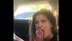 Almost pubic blowjob in a parking lot