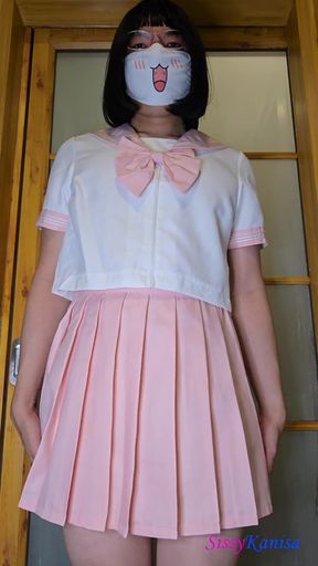 Sissy Kanisa&#039;s Fitting Room: Try on Pink Seifuku (japanese Sailor College Uniform)