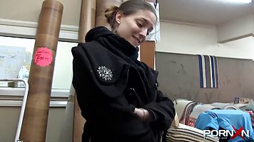 Amateur skinny teen pissing and stripping in public