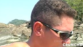 two sexy latino boys fucking bareback in the public beach for fun exhib