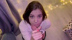 A cute girl with small tits decided to please her stepbrother.