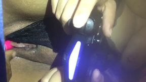 Thick ebony BBW gets her big pussy toyed while playing GTA