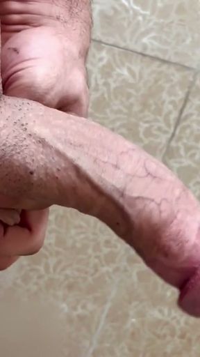 Masturbation and Cum with stress in the public bathroom with real big dick   Clip 1