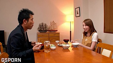 Japanese house wife girl with hot pussy fucked by her hard cock husband