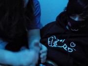 Cute femboy gets help from boyfriend then takes over to cum :3