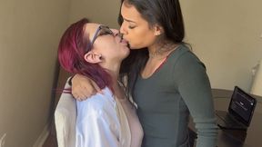 I Need To Pass ! Zara Vixen Sucks Professor Ayla Vixen’s Tongue | Lesbian Tongue Sucking | Latina Kissing Pink Haired Teacher