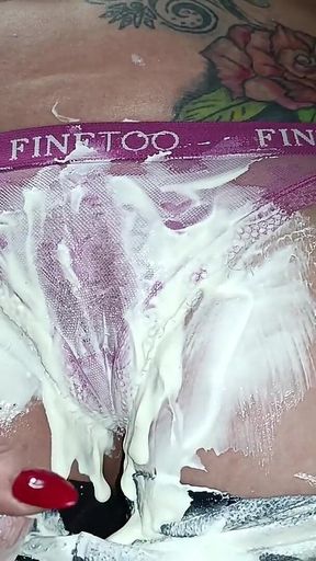 Fetish Cream in Pantyhose and Panties Masturbation Cream