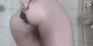 The Anal Training Continues in the Shower