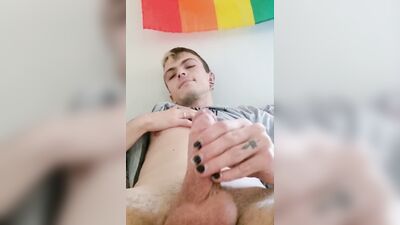 Eiden J grabs his hard cock and strokes it in front of the camera