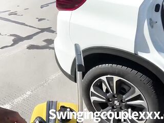 Swinger pair Public pick up for black honey