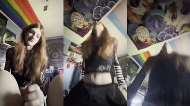 Petite redhead rides strap on in raw lesbian POV moaning
