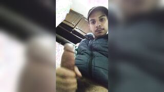 Onanism of a fellow with a humungous beef whistle