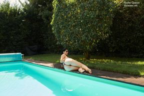 Perfect Latina babe by the pool and inside