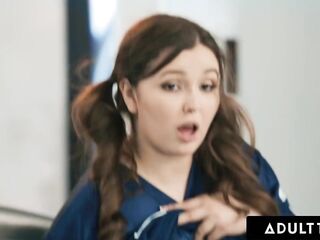 ADULT TIME - Nasty Leana Lovings ALMOST CAUGHT Riding Stepdad's Majority nice Buddies! OPEN MOUTH FACIAL