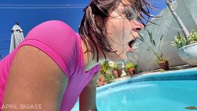 the poolside dare goes too far – oral, anal plugs & golden shower