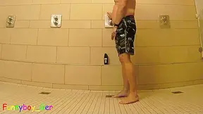Pissing Wash Jerk Off And Finger In Ass In A Real Public Shower Room
